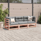 Salon de jardin 3 pcs et coussins bois massif sapin de douglas