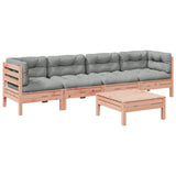 Salon de jardin 5 pcs et coussins bois massif sapin de douglas