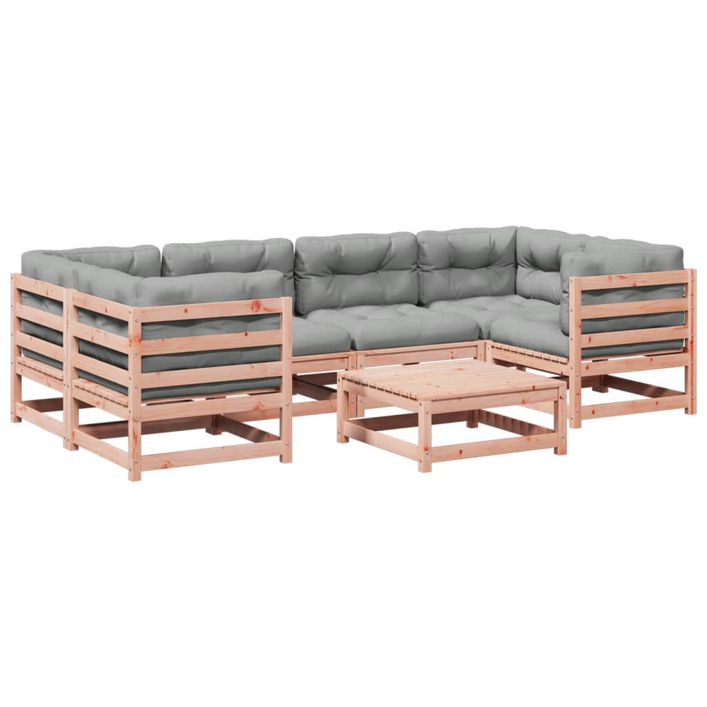 Salon de jardin 7 pcs et coussins bois massif sapin de douglas