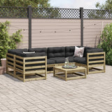 Salon de jardin 7 pcs avec coussins bois de pin imprégné