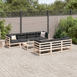 Salon de jardin 8 pcs bois de pin massif