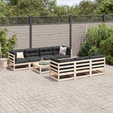 Salon de jardin 8 pcs avec coussins bois de pin massif