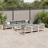 Salon de jardin 8 pcs avec coussins bois de pin massif