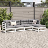 Salon de jardin 5 pcs blanc bois massif de pin