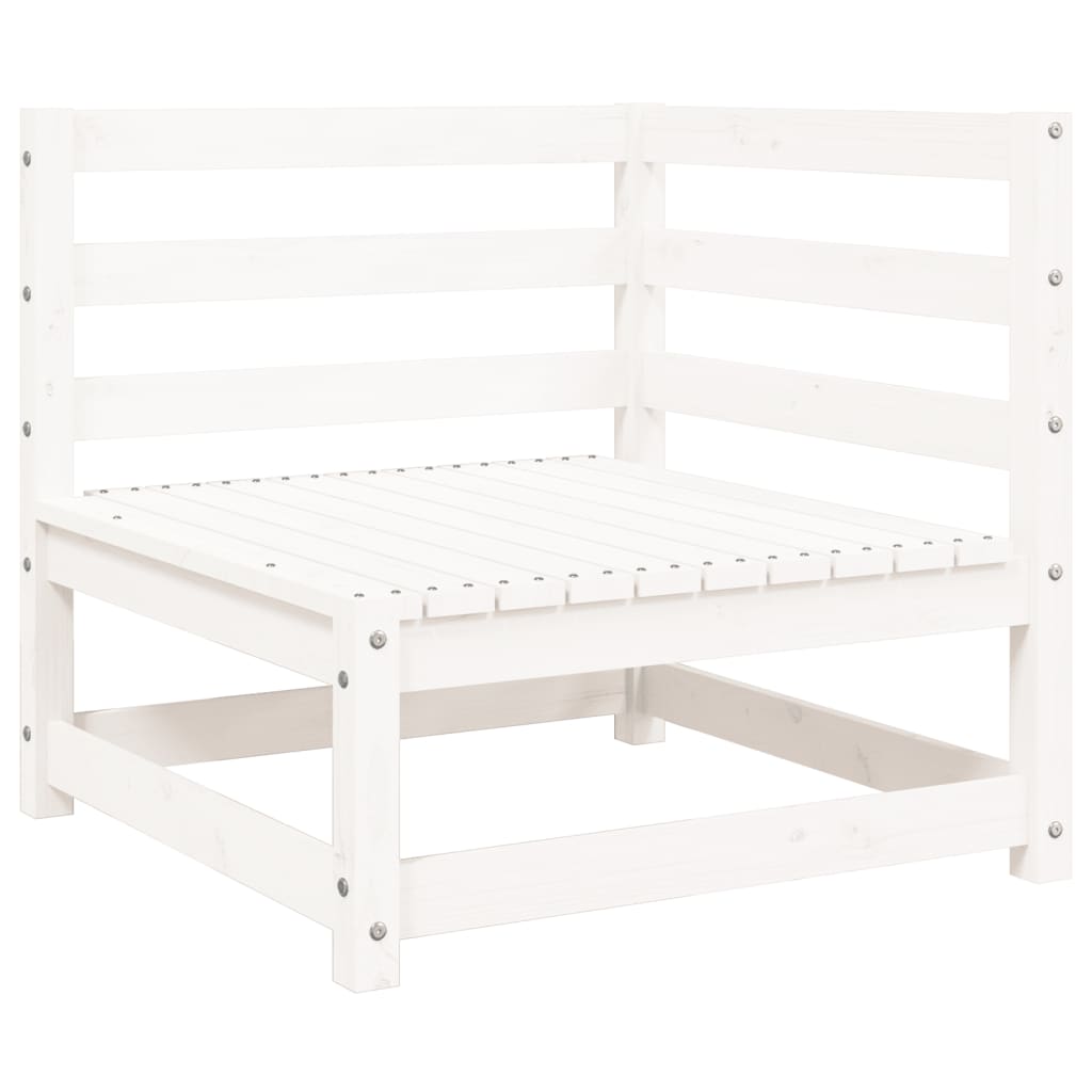 Salon de jardin 5 pcs blanc bois massif de pin