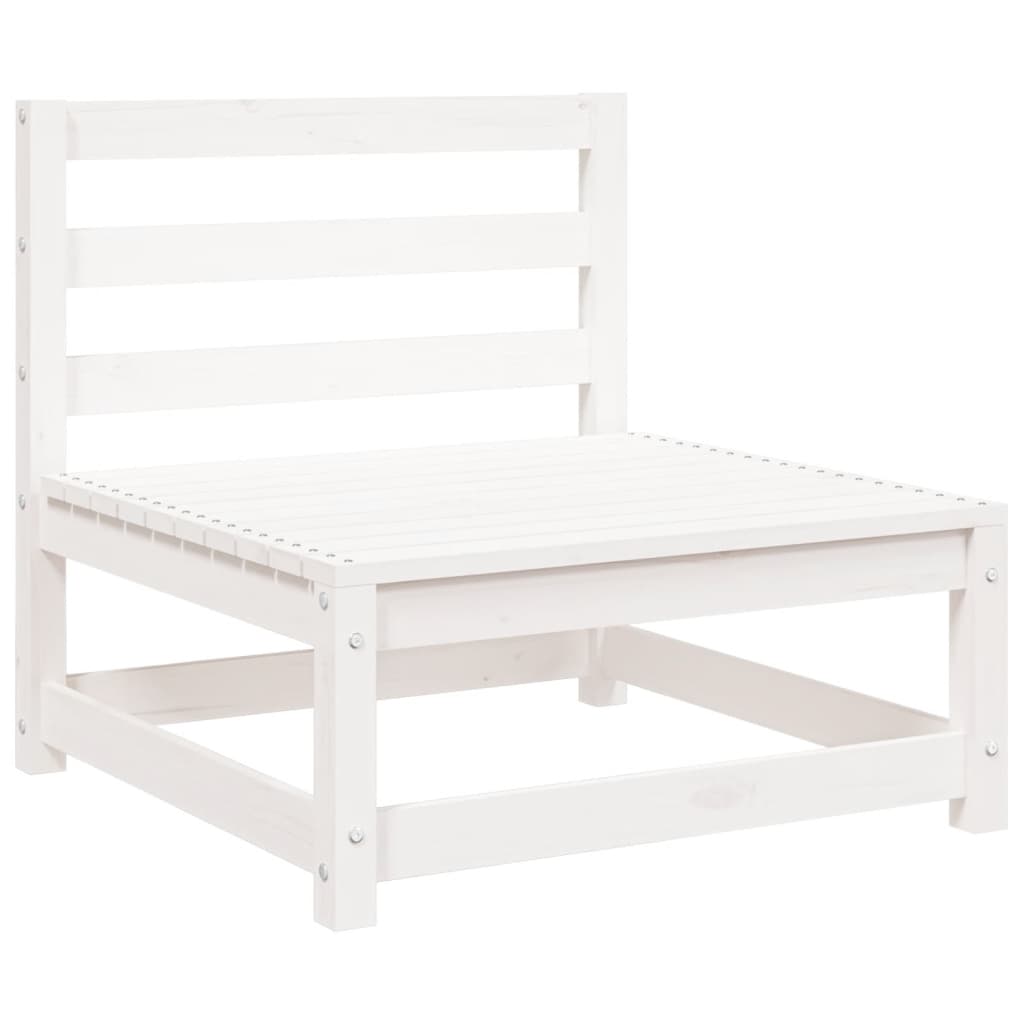 Salon de jardin 5 pcs blanc bois massif de pin