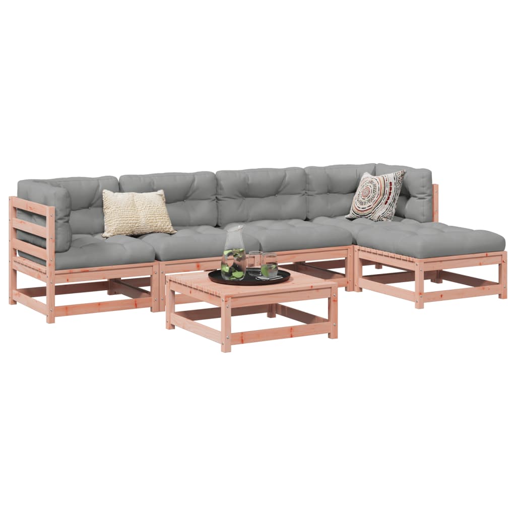 Salon de jardin 6 pcs et coussins bois massif sapin de douglas