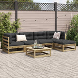 Salon de jardin 6 pcs avec coussins bois de pin imprégné