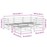 Salon de jardin 5 pcs bois massif sapin de douglas