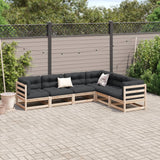 Salon de jardin 6 pcs avec coussins bois de pin massif