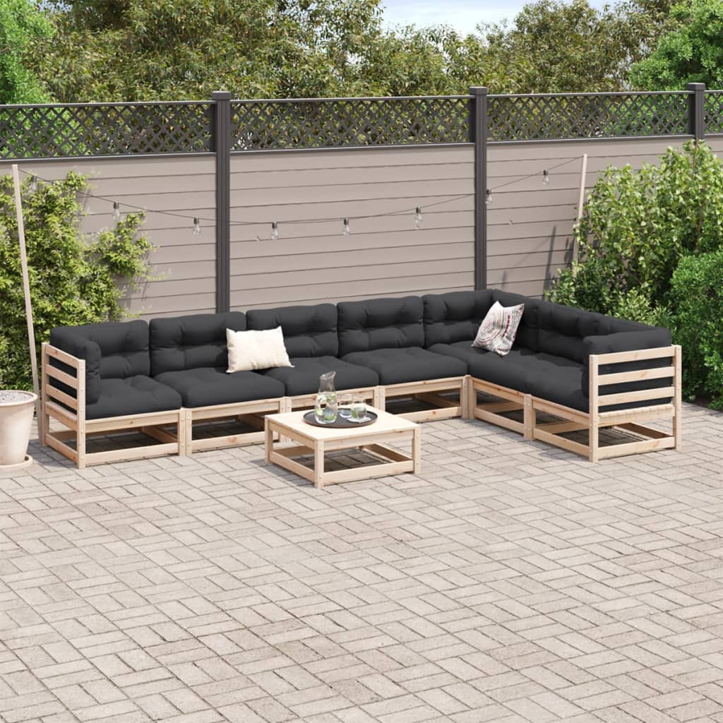 Salon de jardin 8 pcs bois de pin massif