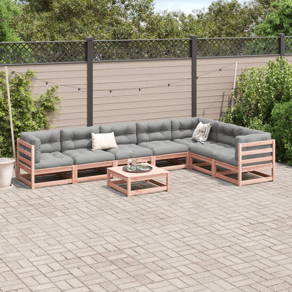 Salon de jardin 8 pcs avec coussins sapin douglas solide