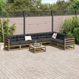 Salon de jardin 8 pcs avec coussins bois de pin imprégné