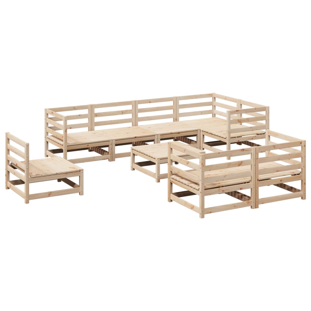 Salon de jardin 9 pcs bois de pin massif