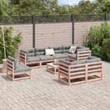 Salon de jardin 9 pcs avec coussins sapin de douglas solide