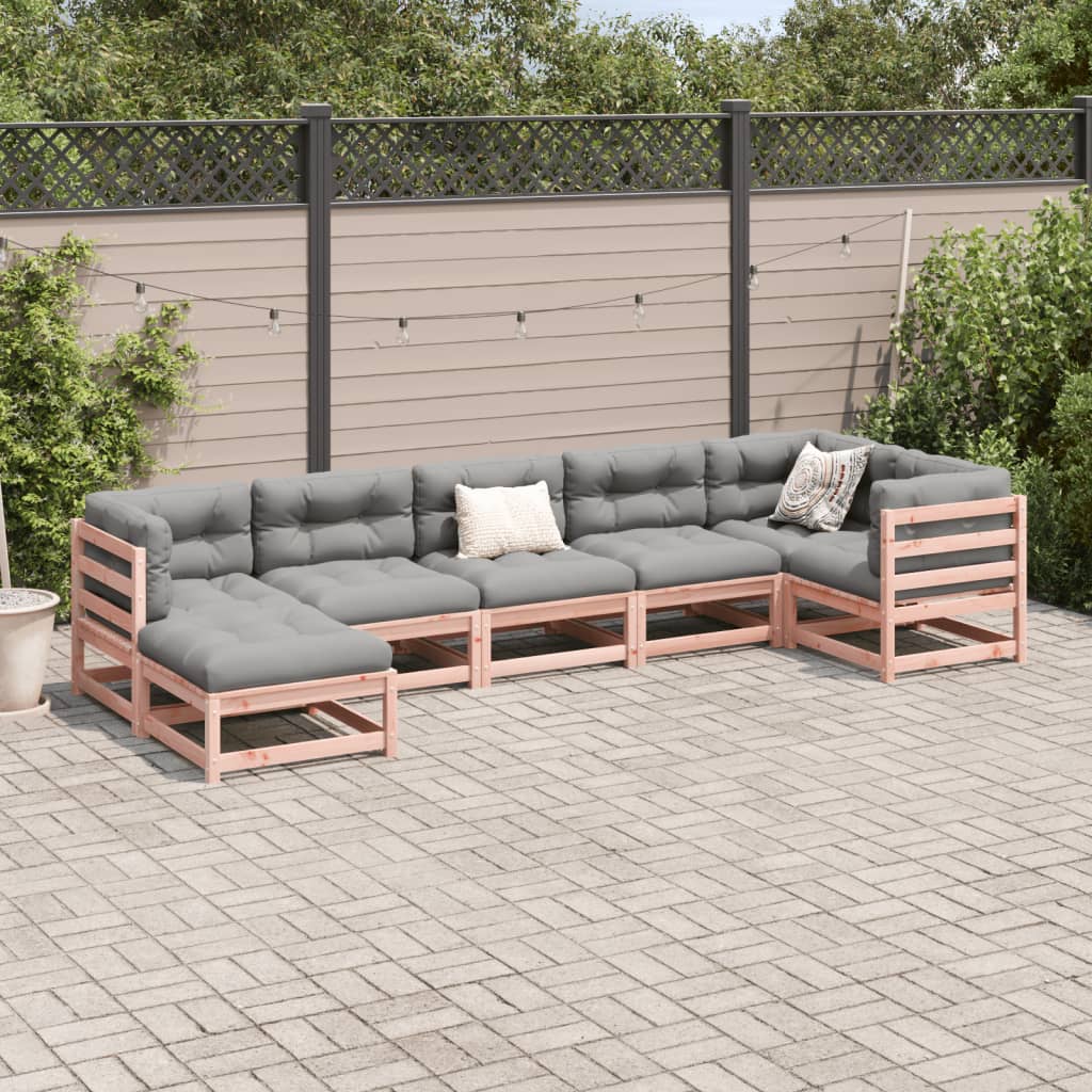 Salon de jardin 7 pcs et coussins bois massif sapin de douglas