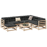 Salon de jardin 8 pcs avec coussins bois de pin massif