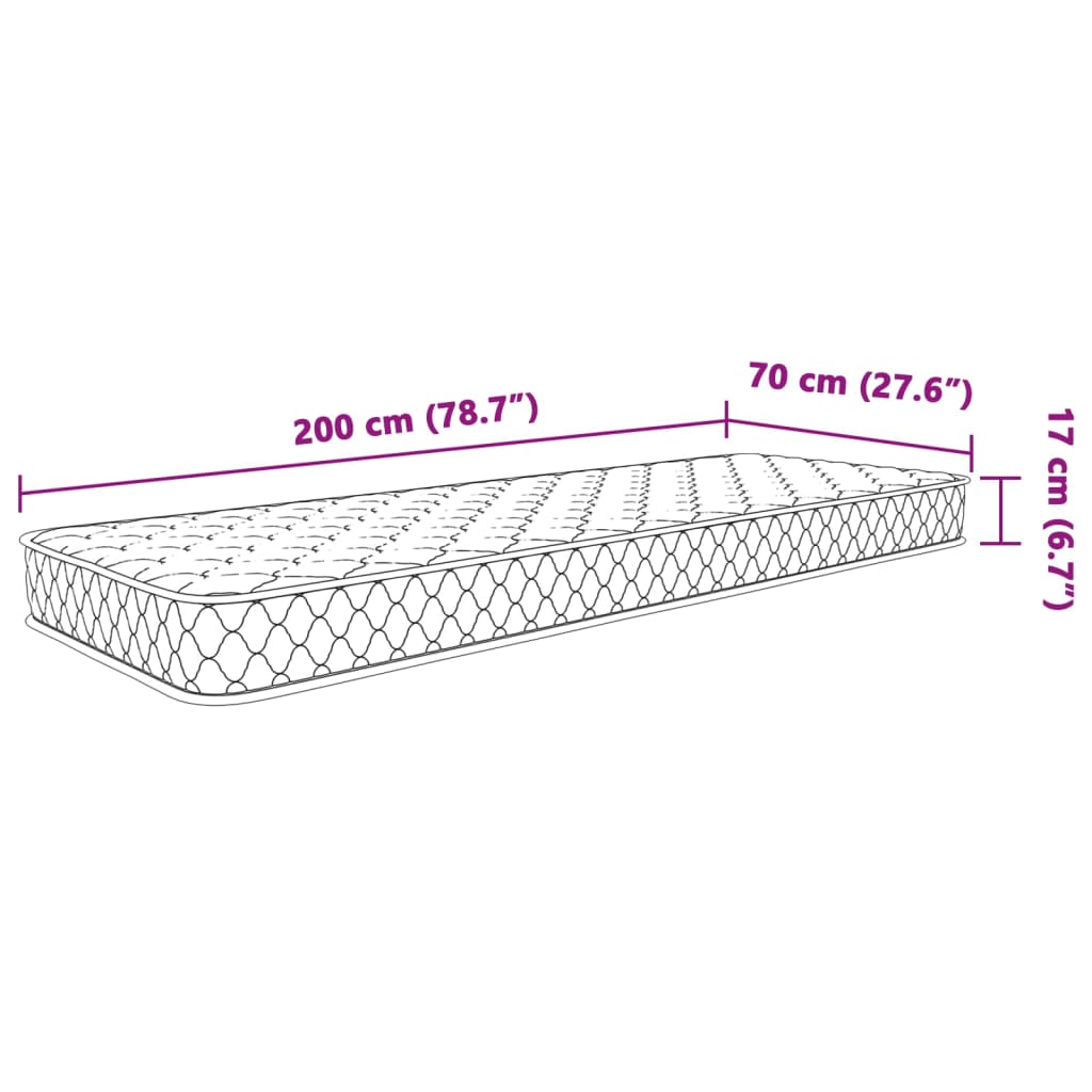 Matelas en mousse à mémoire de forme blanc 70x200x17 cm