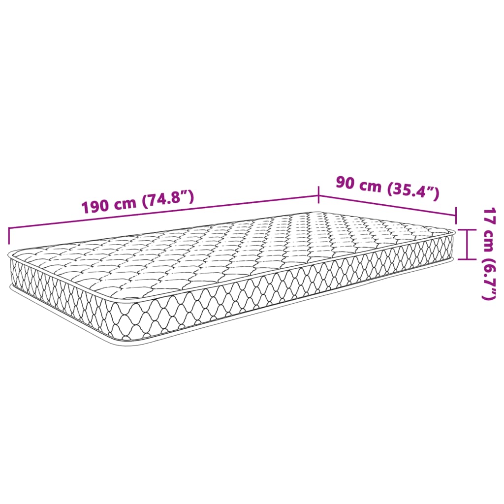 Matelas en mousse à mémoire de forme blanc 90x190x17 cm