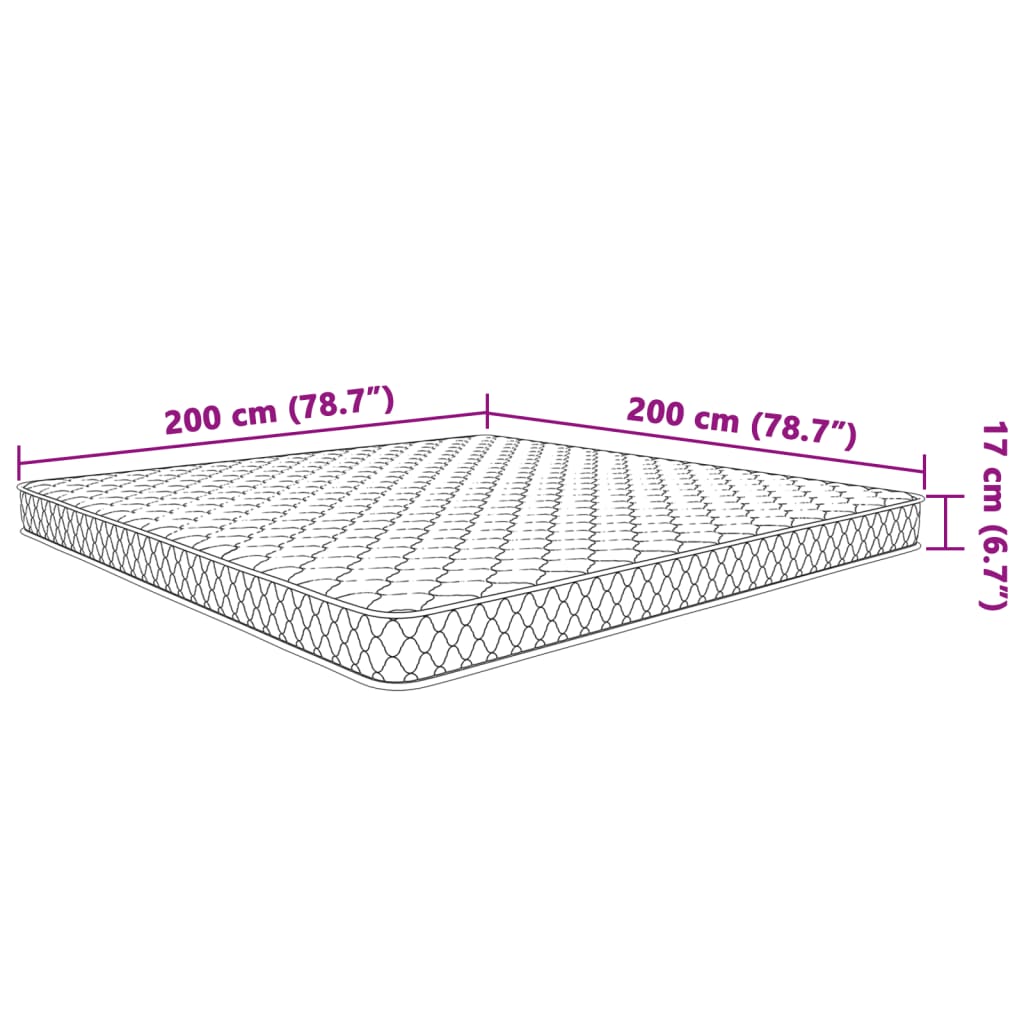 Matelas en mousse à mémoire de forme blanc 200x200x17 cm