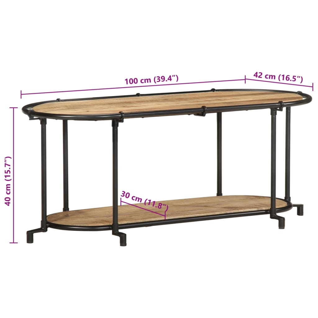 Meuble TV 100x42x40 cm bois massif de manguier brut