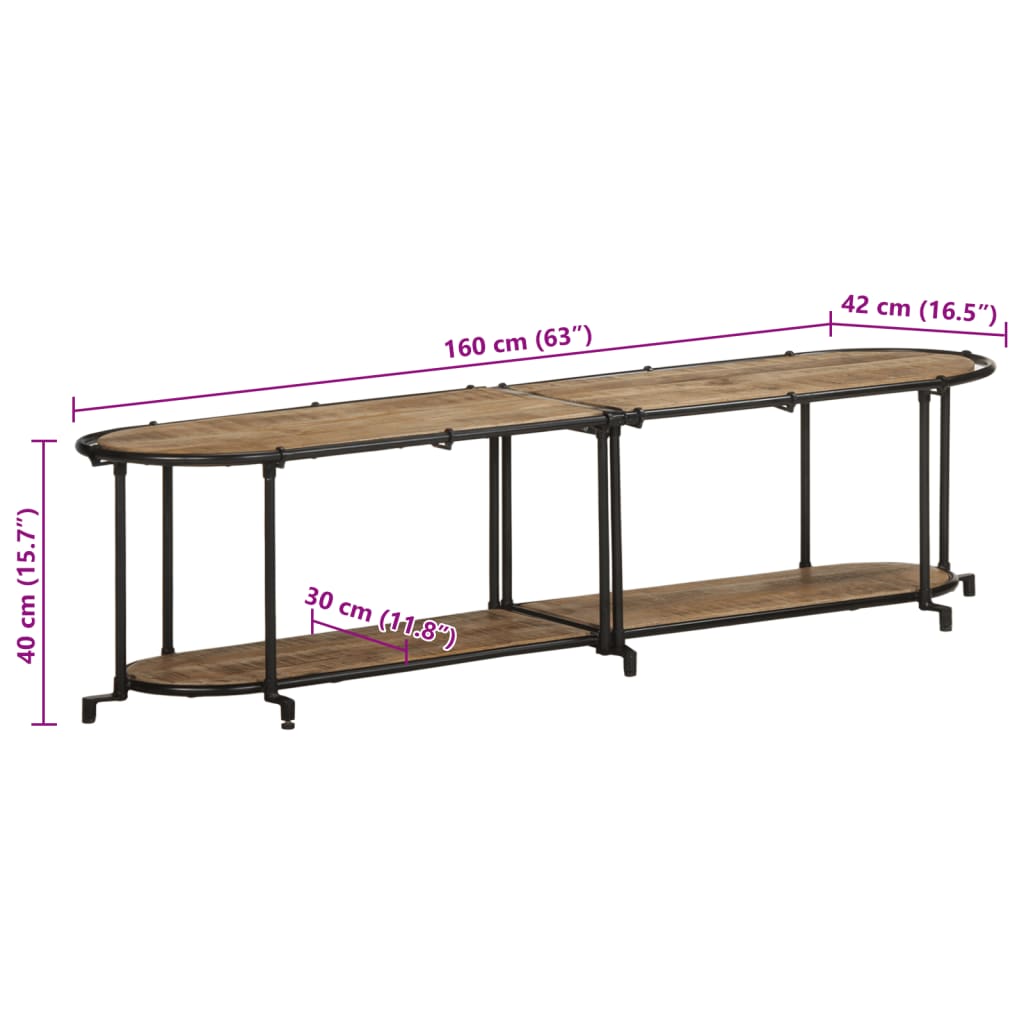 TV-Schrank 160x42x40 cm aus massivem rohem Mangoholz