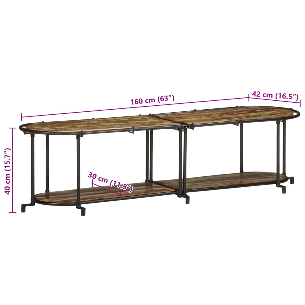 TV-Schrank 160x42x40 cm aus massivem Altholz