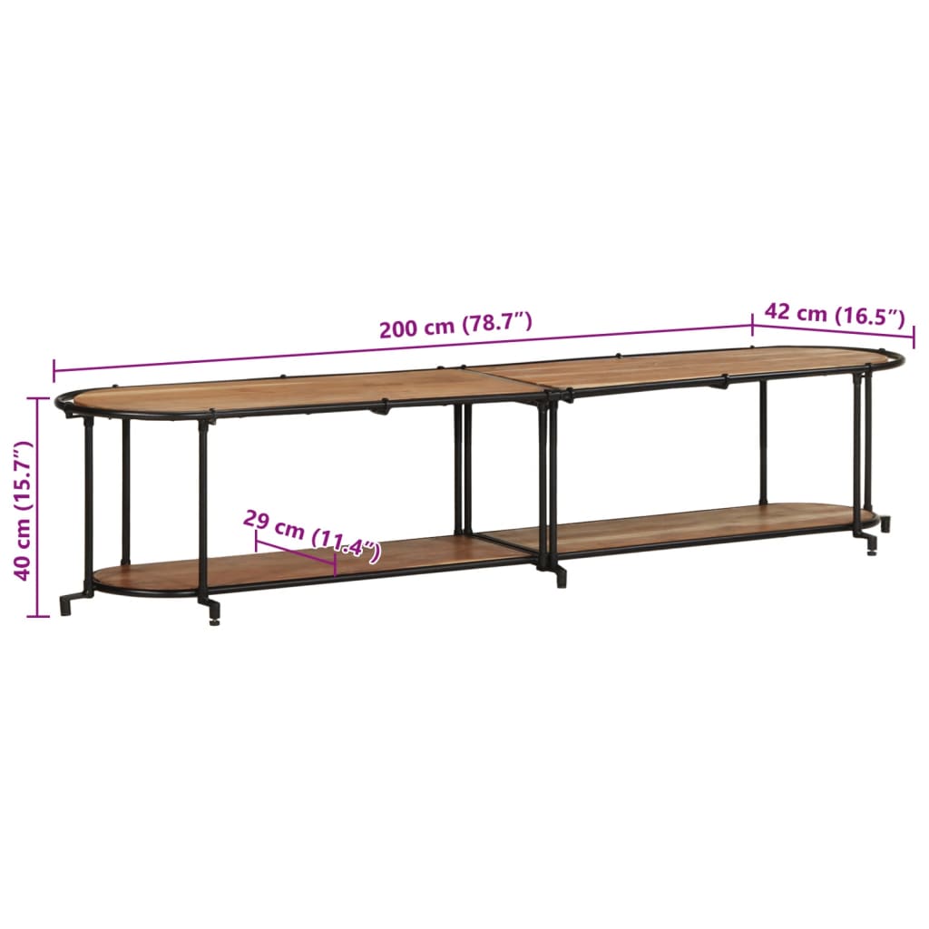 TV-Schrank 200x42x40 cm aus massivem Akazienholz