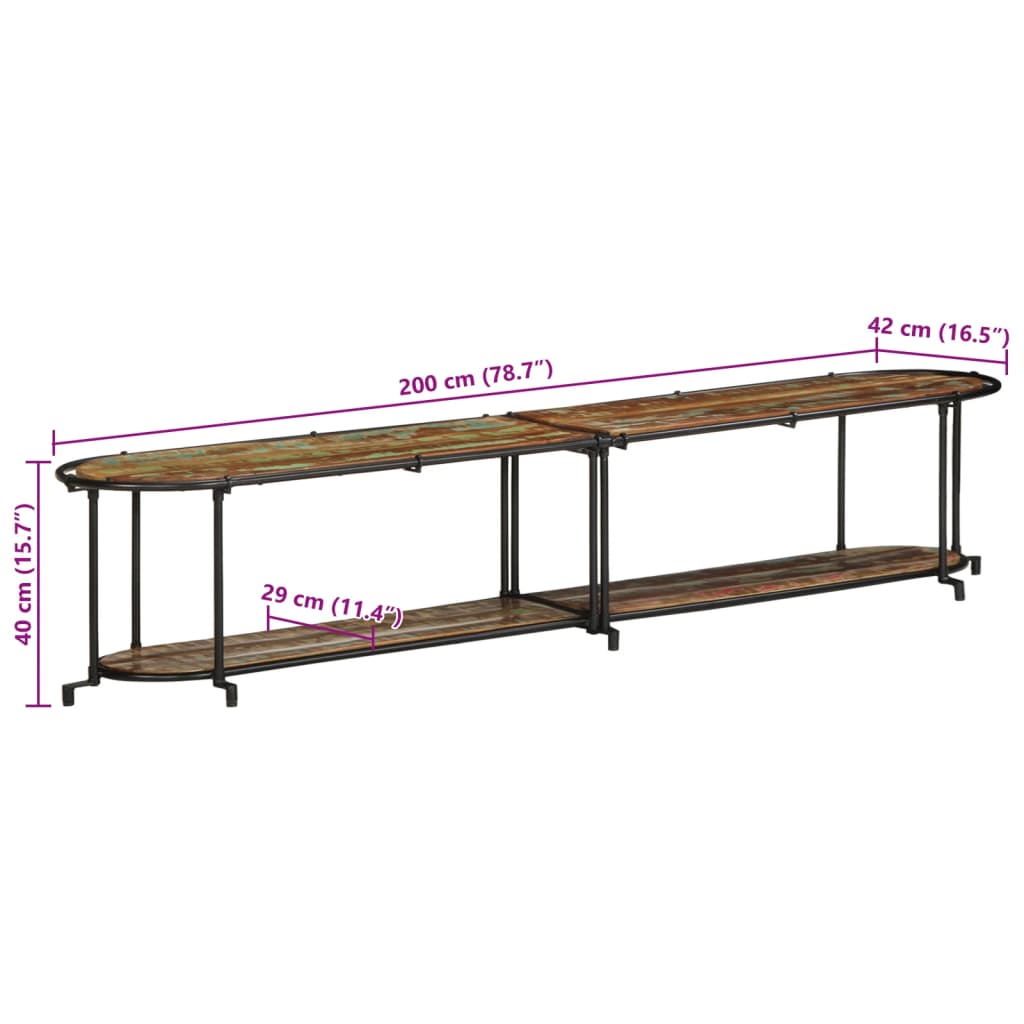 TV-Schrank 200x42x40 cm Massives Altholz