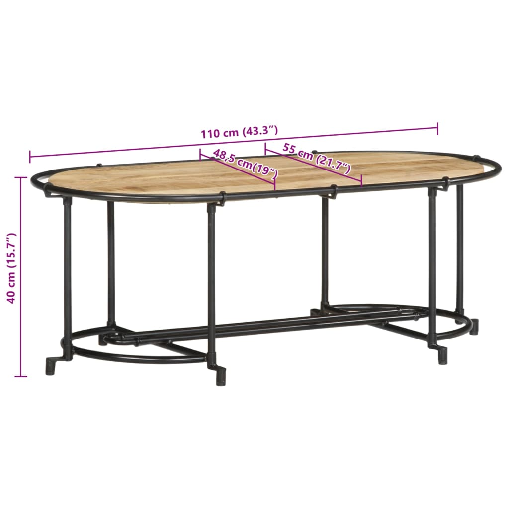 Table basse 110x55x40 cm bois de manguier massif brut