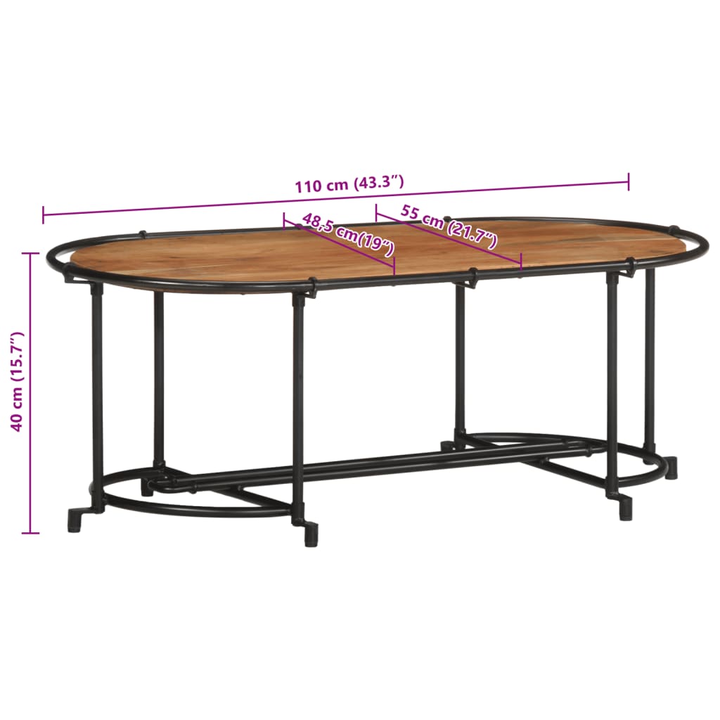 Table basse 110x55x40 cm bois massif d'acacia