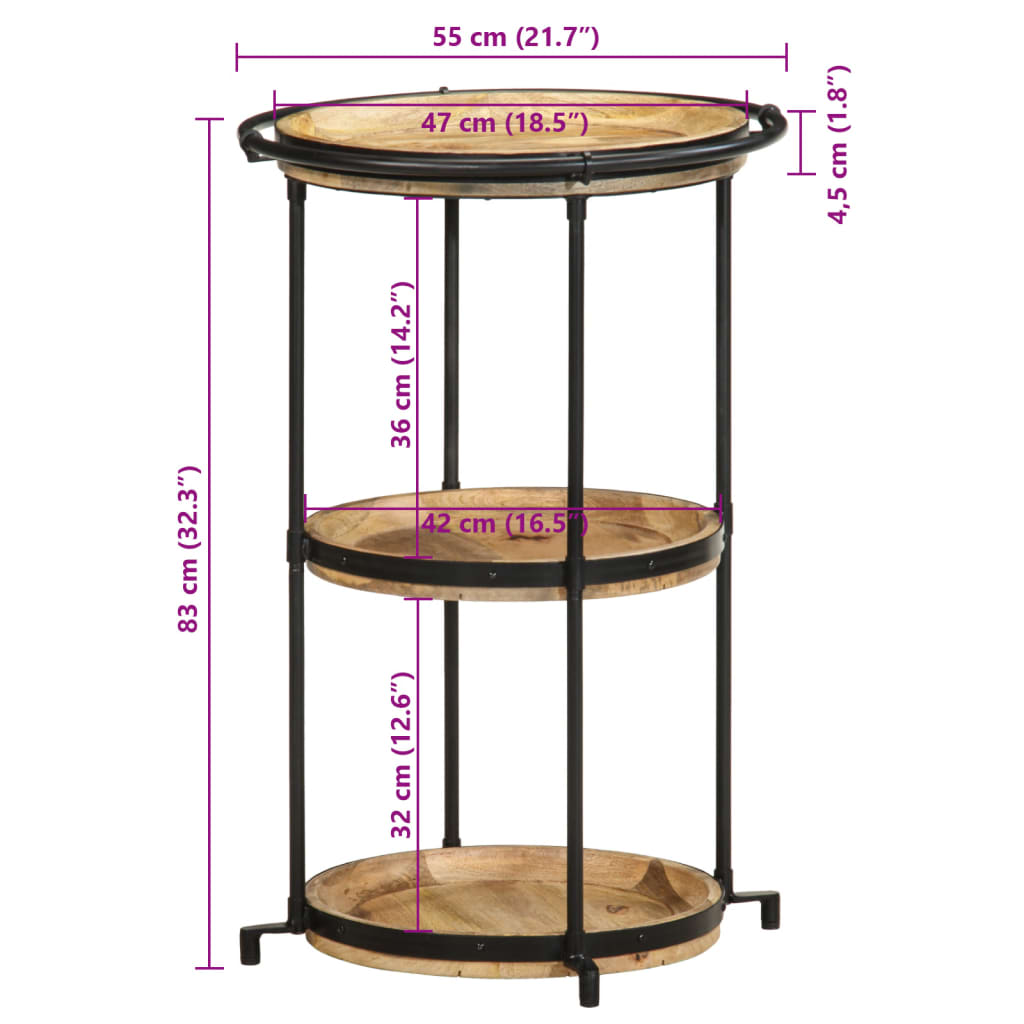 Table d'appoint Ø55x83 cm bois de manguier massif