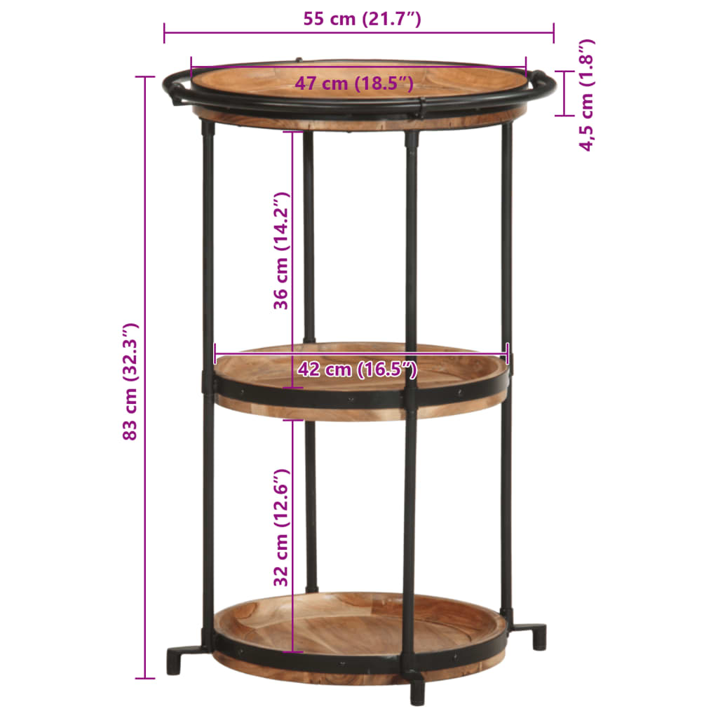 Table d'appoint Ø55x83 cm bois massif d'acacia