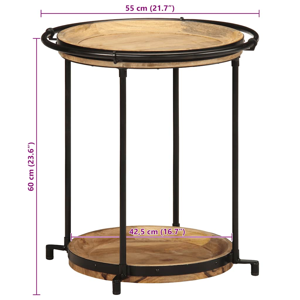 Table d'appoint Ø55x60 cm bois de manguier massif