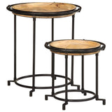 Ensemble de table d'appoint 2 pcs bois massif de manguier