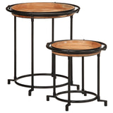 Ensemble de table d'appoint 2 pcs bois massif d'acacia