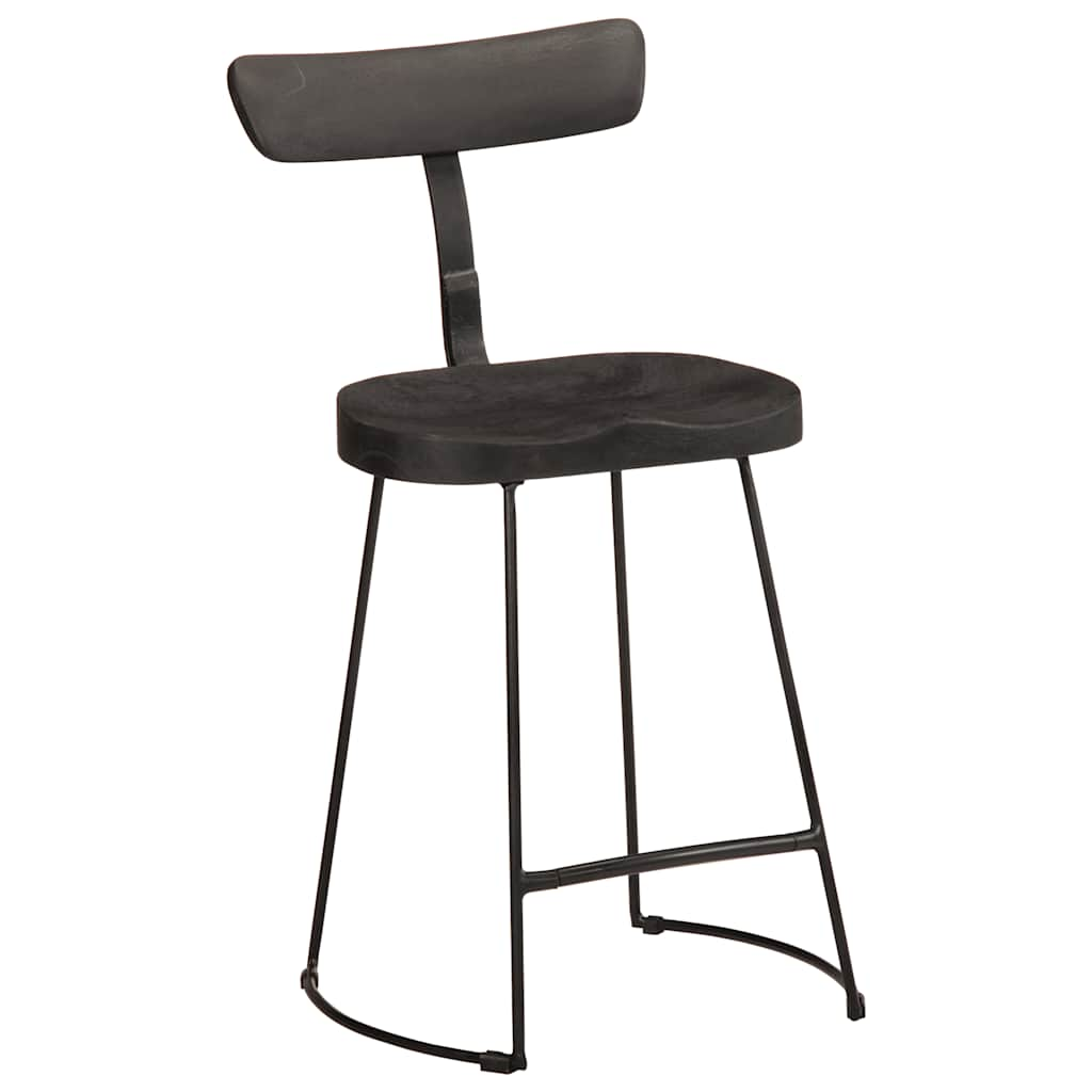 Tabourets de bar lot de 2 noir 49x43x79 cm bois manguier massif