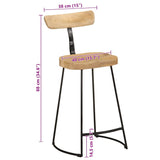 Tabourets de bar lot de 2 49x43x88 cm bois de manguier massif