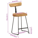 Tabourets de bar lot de 2 49x43x79 cm bois de manguier massif