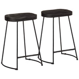 Tabourets de bar lot de 2 noir 45x40x62 cm bois manguier massif