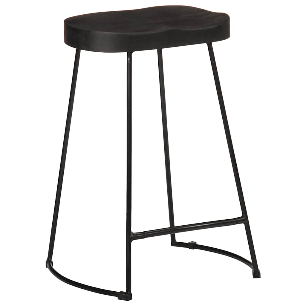 Tabourets de bar lot de 2 noir 45x40x62 cm bois manguier massif