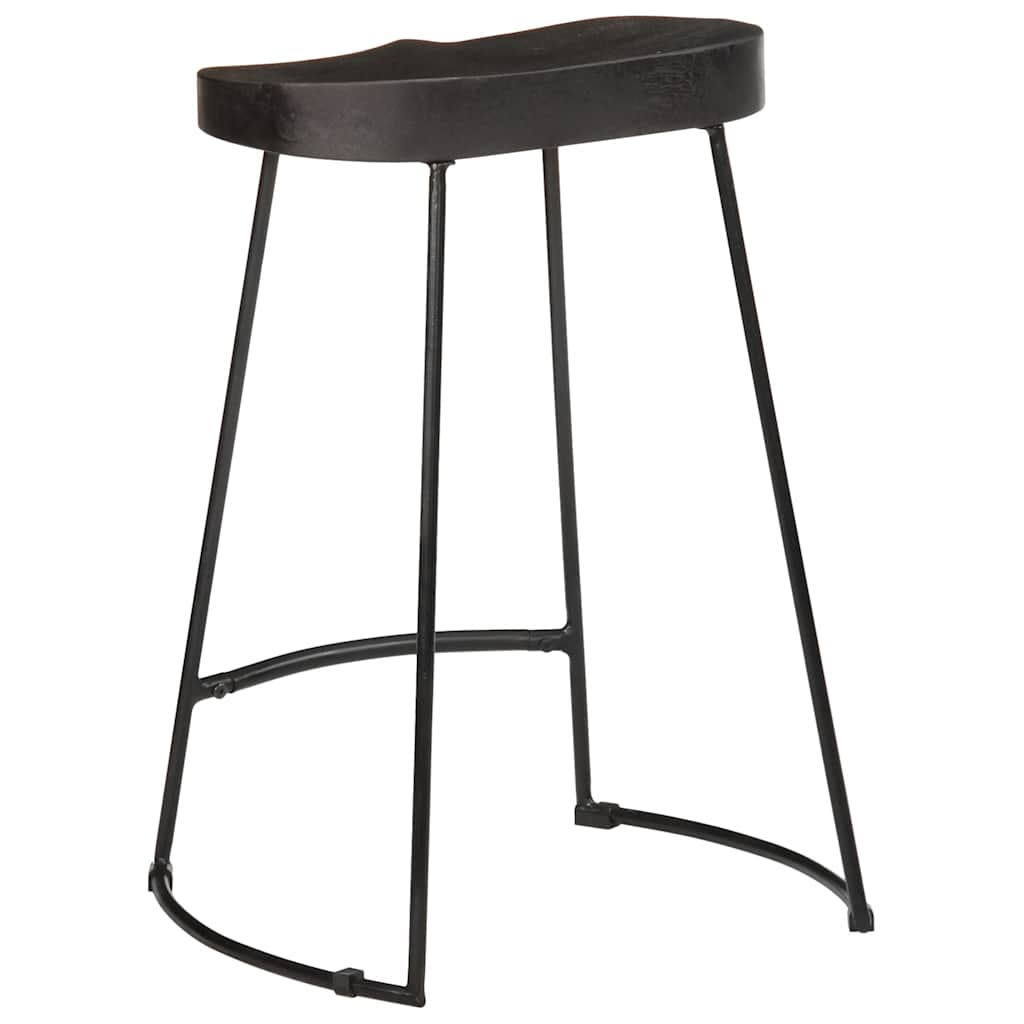 Tabourets de bar lot de 2 noir 45x40x62 cm bois manguier massif