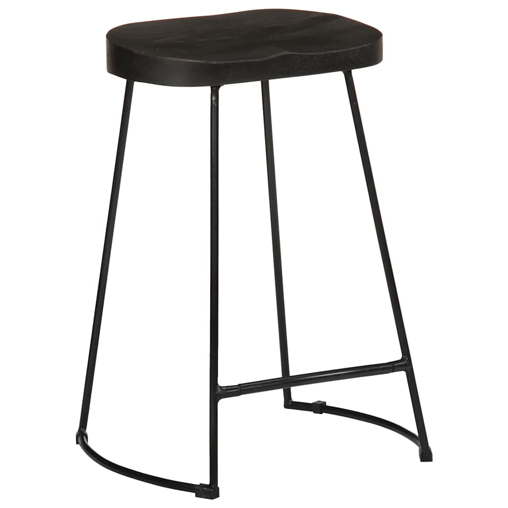 Tabourets de bar lot de 2 noir 45x40x62 cm bois manguier massif