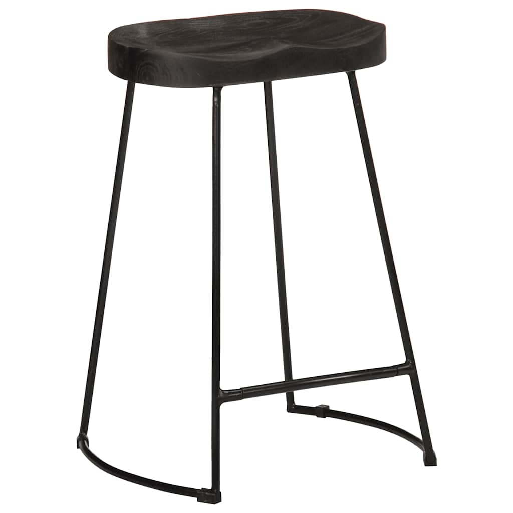 Tabourets de bar lot de 2 noir 45x40x62 cm bois manguier massif