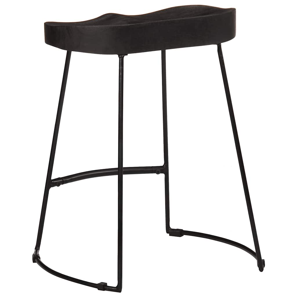 Tabourets de bar lot de 2 noir 46x38x52 cm bois manguier massif