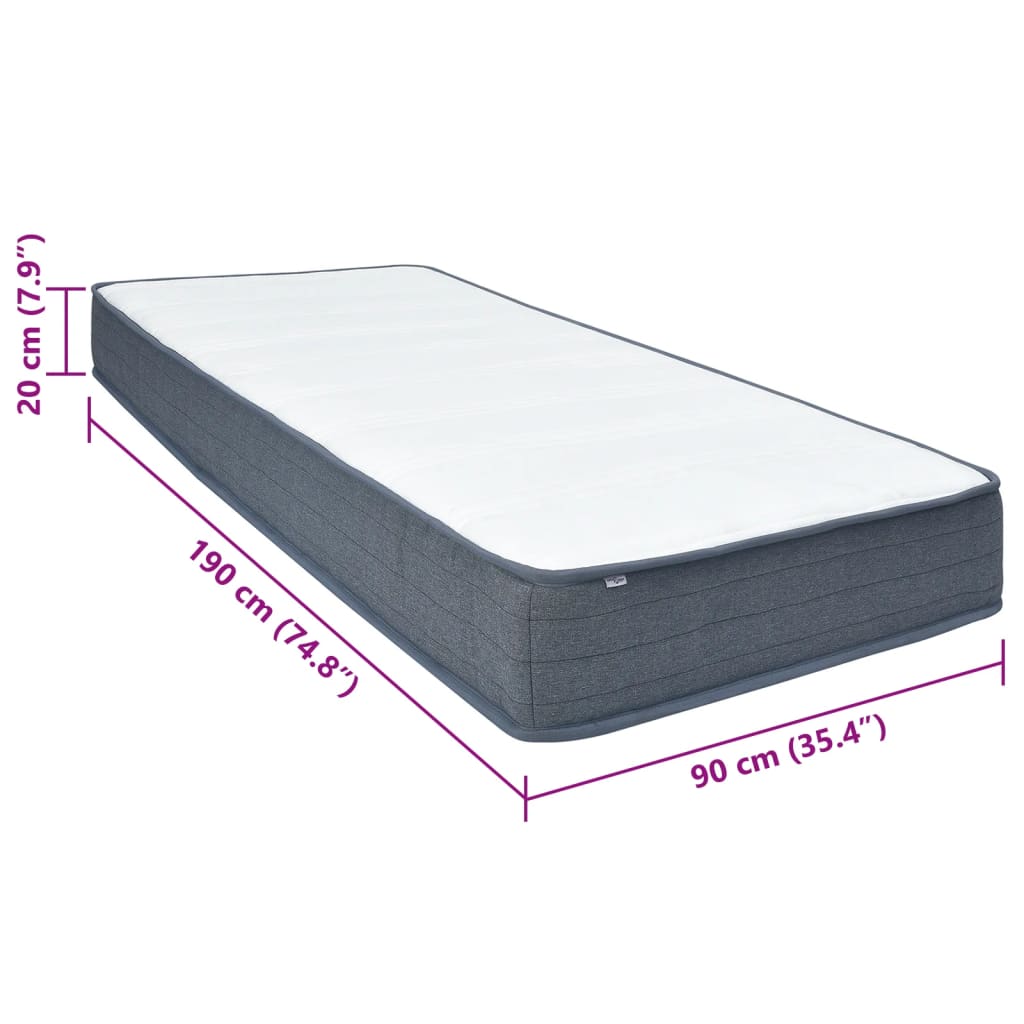 Slatted base mattress 190x90x20 cm fabric