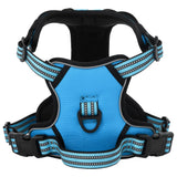 Dog harness with adjustable reflective strips blue S