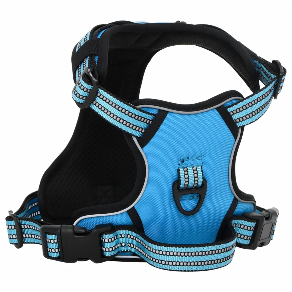 Dog harness with adjustable reflective strips blue S