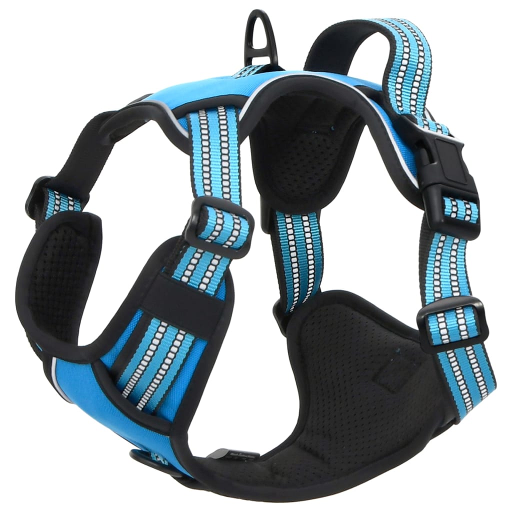 Dog harness with adjustable reflective strips blue S