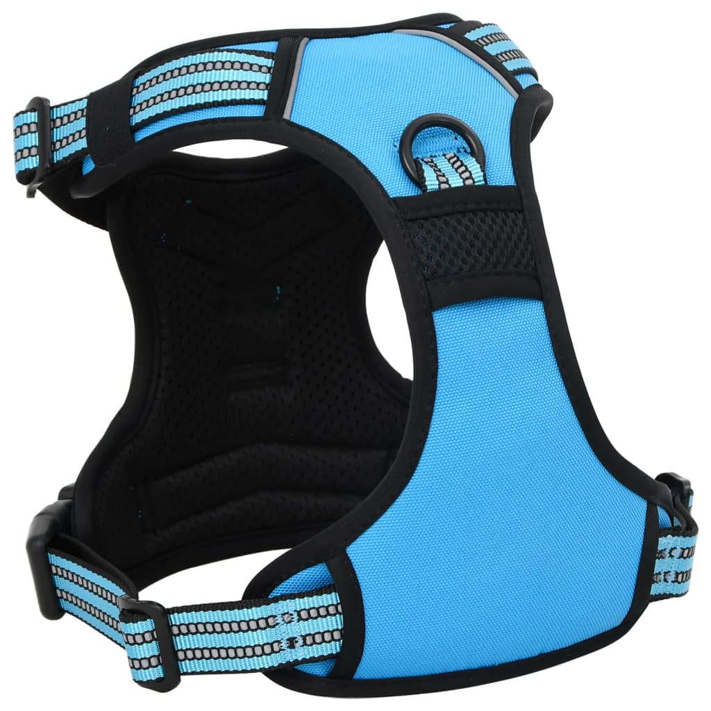 Dog harness with adjustable reflective strips blue S